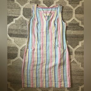 Boden linen rainbow strip shift dress